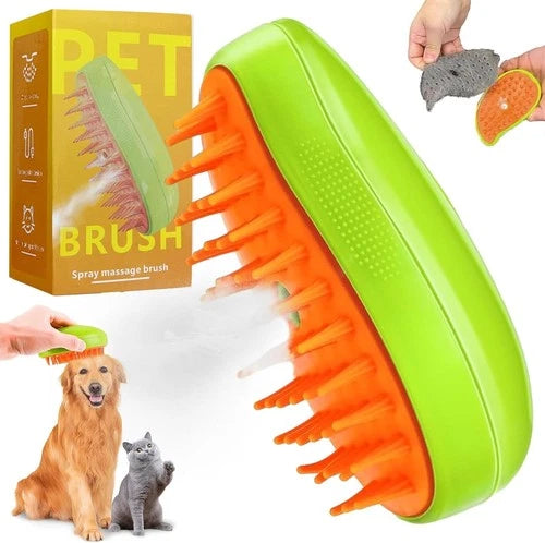3-in-1 Steam Pet Brush for Dogs & Cats - Shedding, Spray & Massage Tool 🐾✨
