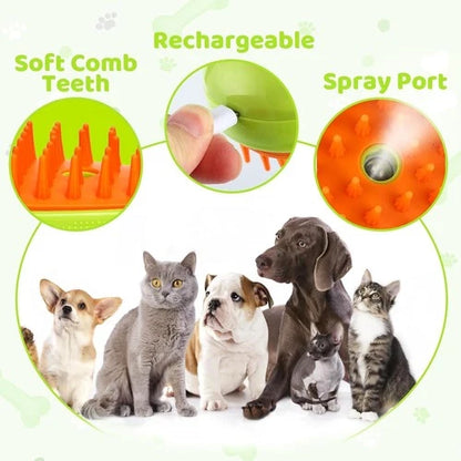 3-in-1 Steam Pet Brush for Dogs & Cats - Shedding, Spray & Massage Tool 🐾✨