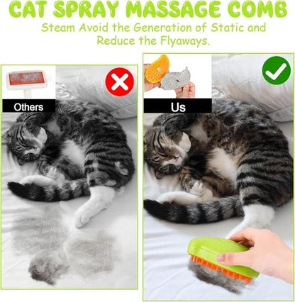 3-in-1 Steam Pet Brush for Dogs & Cats - Shedding, Spray & Massage Tool 🐾✨